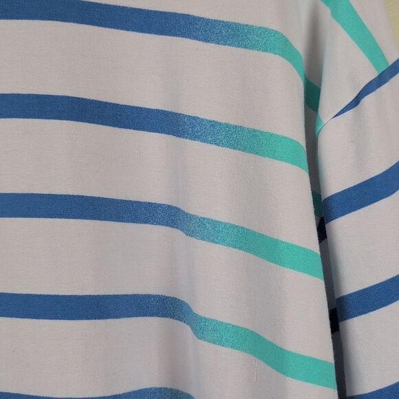 T By Talbots 3/4 Sleeve 1/2 Zip Pullover Plus Size Top In Tropic Stripe Size 3X - Picture 8 of 10